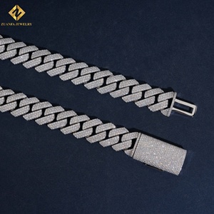 Collier Hip Hop pour Homme en Argent 925 Rhodié avec Moissanite, Chaîne Cubaine, Idéal Cadeau, Vente en Gros - Product Image 3