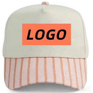 Wholesale Custom 100% Cotton Striped Baseball Caps High Quality 5-Panel Wear-Resistant Baseball Caps Vintage Baseball Caps - Product Image 3