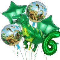 Yeşil Dinozor Temalı Doğum Günü Folyo Balon Seti 0-9 Rakam Balonu T-Rex Dinozor Balonu Erkek Çocuk Jurassic Parti Süslemeleri Toptan