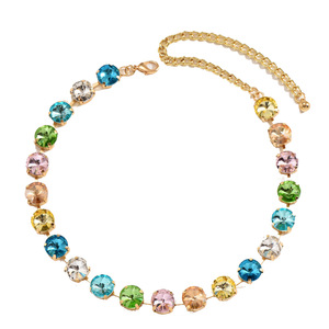 Collar de cadena para clavícula con incrustaciones de diamantes de imitación multicolor y piedras de cristal, minimalista y versátil, para uso diario o fiestas, para mujer. - Product Image 6