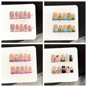 Uñas Postizas Hechas a Mano con Pedrería 3D Brillante, Cobertura Completa, Punta Francesa, Uñas a Presión Tipo Pico <span class=keywords><strong>de</strong></span> Pato - Product Image 6