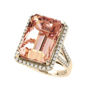 แหวนแต่งงานมอร์แกไนต์ แหวนแต่งงานมอร์แกไนต์ เครื่องประดับเคย์ แหวนหมั้นทรงกลมประดับเพชร - Product Image 2