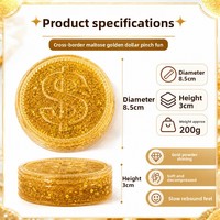 Squishy en PU en forme de maltose, motif dollar en poudre dorée, à rebond lent, anti-stress, pour la relaxation et la décompression, design attrayant, pour l'international
