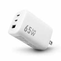 Chargeur rapide GaN 65W PD multi-protocoles double port USB-C USB Type-C pour ordinateur portable MacBook, adaptateur secteur CE FCC