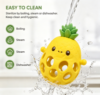 Jouet de dentition personnalisé en silicone ananas, de qualité alimentaire, souple, sensoriel, sans BPA, ergonomique, pour bébés et tout-petits