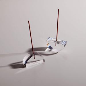 Porte-encens Poketo en forme de bateau/arc, en acrylique poli, support en perspex, pemegang dupa poketo, bloc en acrylique transparent - Product Image 3