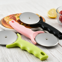 Coupe-pizza multifonctionnel à roulettes en acier inoxydable avec poignée en plastique pliable antidérapante, couteau à pâtisserie, outils de cuisine