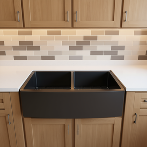 Fregadero Doble para Cocina Estilo Farmhouse en Negro Gunmetal, 33x21x10, Acero Inoxidable con Acabado Mate - Product Image 2