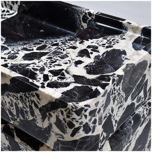 อ่างล้างหน้าแบบตั้งพื้นหินอ่อนสีดำทั้งชิ้น รุ่น Noir <span class=keywords><strong>Grand</strong></span> Modern สำหรับห้องน้ำโรงแรมและรีสอร์ทระดับหรู - Product Image 6