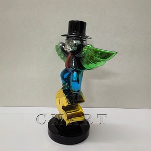 Sculpture Pop Art <span class=keywords><strong>Monopoly</strong></span> avec Statue Dollar, Hommage à Alec Rich Man, Plaqué Chrome, Cône d'argent, Alex avec Ailes - Product Image 5