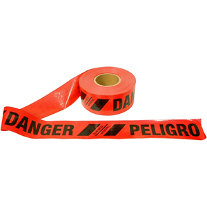 Danger Warning <b>Tape</b> 3 In Wide Red Polyethylene Hazard Barrier <b>Tape</b> Peligro Bilingual Label - Product Image 1