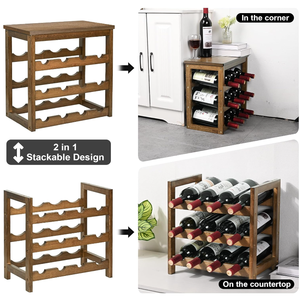 Étagère à vin à 6 niveaux Étagères de rangement pour vin de bar Étagère à vin en <span class=keywords><strong>bambou</strong></span> pour 24 bouteilles pour bar de cuisine - Product Image 5