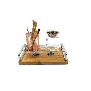 Factory Direct Sale Bamboo Base Metal Teapot <strong>Warmer</strong> <strong>Tea</strong> Set Coffee Cup <strong>Tea</strong> Pot <strong>Tea</strong> <strong>Light</strong> <strong>Food</strong> <strong>Warmer</strong> Set - Product Image 1