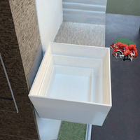 Présentoirs Cubiques Modernes en Acrylique Blanc Brillant Écologique de Qualité Supérieure – Boîtes de Présentation Carrées pour Aliments, Socles de Buffet Empilables