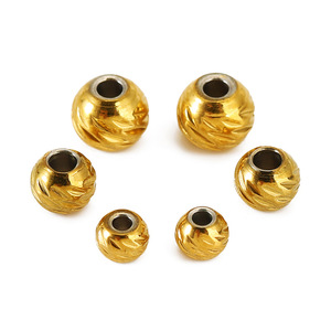 Cuentas facetadas de acero inoxidable chapadas en oro de 18 quilates de 4 mm, 5 mm y 6 mm, cuentas redondas espaciadoras para la fabricación de pulseras, accesorios de joyería. - Product Image 4