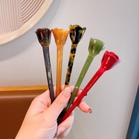 Épingles à cheveux en acétate de style chinois haut de gamme pour femmes, élégantes, motif rose antique, accessoires rétro pour filles