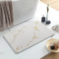 Tapis de bain antidérapant à séchage rapide en pierre de diatomite naturelle, motif imprimé, couleur unie