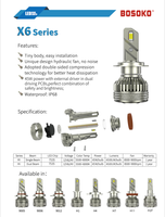 Nouveau Phare LED 2026 Série X6 12V 6000K IR100 H4 9004 H16 Ampoule de Phare de Voiture Universelle Étanche IP68