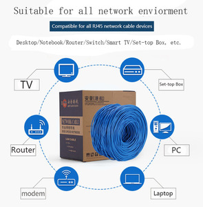 สายเคเบิลเครือข่าย4คู่ในร่ม CCA ทองแดง<span class=keywords><strong>6E</strong></span> แมว Cat6 UTP u/utp <span class=keywords><strong>LAN</strong></span> Network 305M กล่อง100m ม้วน1000ft พีวีซีแจ็คเก็ต - Product Image 2