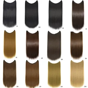 Ainizi – extensions de cheveux synthétiques lisses, 22 pouces, 80 grammes, ligne de pêche de couleur unie, postiche pour femmes blanches