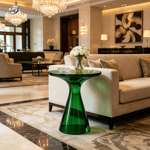 Mesa de Centro de Resina Translúcida Verde con Pedestal de Reloj de Arena, Mueble Moderno y Minimalista para Sala de Estar - Product Image 5