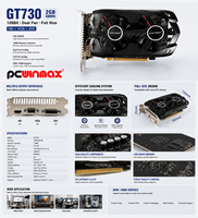 Tarjeta Gráfica PCWINMAX Geforce GT 730 2GB GDDR5 64Bit con Doble Ventilador, OEM ODM, Venta al por Mayor para PC de Escritorio de Oficina con Múltiples Monitores