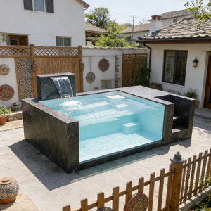 Piscine hors sol en fibre de verre, spa, piscine conteneur avec design rectangulaire durable, résistant aux UV et écologique - Product Image 1