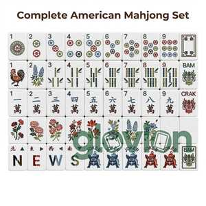 Jeu de <span class=keywords><strong>Mahjong</strong></span> américain moderne avec tuiles en acrylique effet marbre, tuiles gravées en <span class=keywords><strong>3D</strong></span> portables, jeu de <span class=keywords><strong>Mahjong</strong></span> occidental complet - Product Image 4