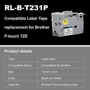Ruban noir sur blanc 12mm*8m TZe-231 compatible avec le ruban laminé TZ 12mm <span class=keywords><strong>TZe231</strong></span> - Product Image 4
