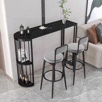 Ensemble table et chaises de bar en métal style nordique moderne, design semi-circulaire, pour bar à domicile, cuisine, salle à manger, résistant à l'eau, écologique, petit format