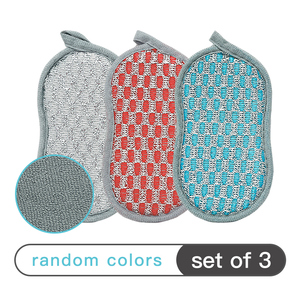 Paquete de 3 paños de limpieza de microfibra de colores variados, esponja para utensilios de cocina antiadherentes, almohadilla de limpieza que absorbe agua y aceite. - Product Image 2