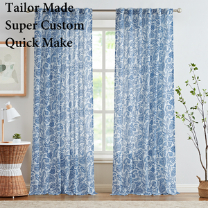 Rideaux floraux à texture lin pour projets hôteliers, OEM ODM, sur mesure, en lin et polyester, qualité contractuelle, pour l'hôtellerie, fabricant pour commandes en gros - Product Image 4