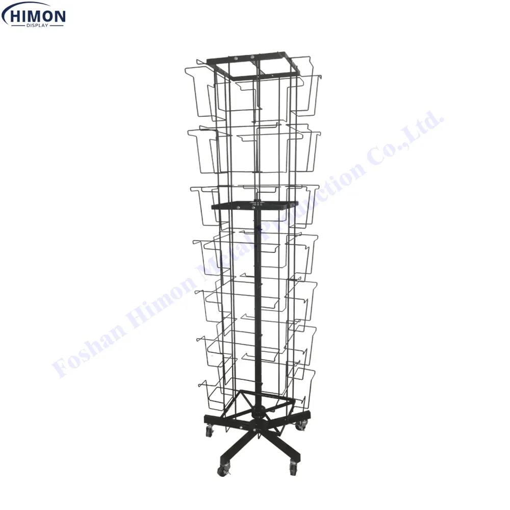 맞춤형 소매점 28 와이어 포켓 디스플레이 랙 회전 포장지 인사말 카드 포스트 카드 스피너 디스플레이 스탠드