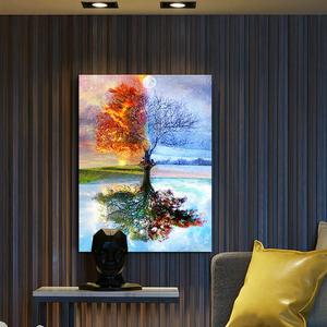Impresión en Lienzo Cuatro Estaciones Árbol <span class=keywords><strong>de</strong></span> <span class=keywords><strong>la</strong></span> <span class=keywords><strong>Vida</strong></span>, Cuadro Decorativo <span class=keywords><strong>de</strong></span> Playa y Corazón para Pared, Decoración del Hogar - Product Image 1