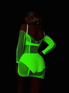 <span class=keywords><strong>Robe</strong></span> Bodystocking Résille Lumineuse Nuisette Sexy Lingerie pour Femme Halloween Fluorescence Bodycon Robes de Soirée - Product Image 2
