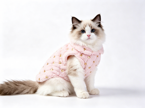 Gilet d'hiver haut de gamme en fausse fourrure pour chien - Manteau rose en peluche pour chiot avec <span class=keywords><strong>sequins</strong></span> en forme de cœur doré et doublure en satin pour petits chiens et chats - Product Image 5