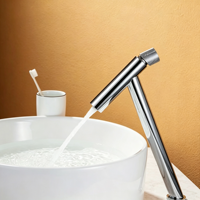 Robinet de lavabo haut en T contemporain noir mat chromé à levier unique pour lavabo sur plan