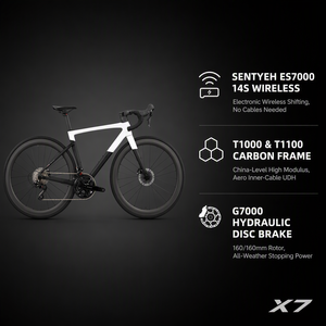 Vélo de course urbain 700C ES7000 14 vitesses avec freins à disque hydrauliques sans fil, roues en fibre de carbone, pour sprint sur asphalte à haute vitesse - Product Image 3