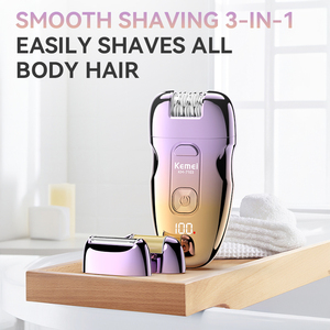 Épilateur électrique Kemei Km-7103 3 en 1, nettoyage du visage, sans fil, rechargeable, batterie, épilateur pour femmes, épilateur - Product Image 2