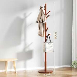 Perchero <span class=keywords><strong>de</strong></span> pie opcional para abrigos, <span class=keywords><strong>de</strong></span> madera, que ahorra espacio, para colgar ropa y sombreros en esquinas. - Product Image 1