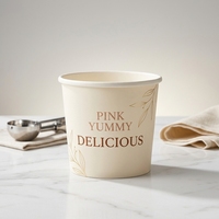 Vente en gros de bols en papier jetables écologiques personnalisés pour yaourt glacé, glace pilée, emballage de crème glacée avec couvercles et cuillères
