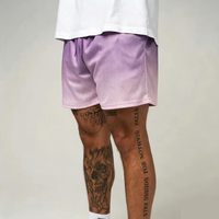 Shorts de basketball en mesh ombré esthétique, double couche, poids lourd, style streetwear pour hommes, vente en gros
