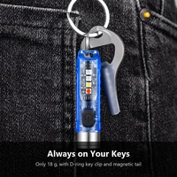 Senter Gantungan Kunci FS-S112 400 Lumens USB C Isi Ulang 395nm UV Lampu Samping Merah Biru Magnetik Mini EDC Torch IP66