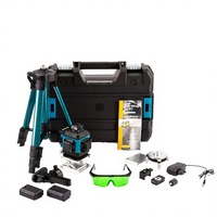 Niveau laser vert DIY haute qualité, 16 lignes, auto-nivelant, batterie au lithium, récepteur 360°, trépied inclus