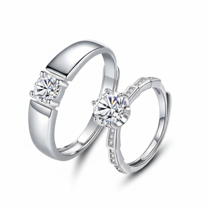 Coppia di mandorle ad alto tenore di carbonio anello di nozze placcato argento coppia simulazione per la scena di anello finto di moda - Product Image 1