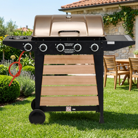 Barbecue au propane à 5 brûleurs, pliable, réglable, portable, pour la cuisine en plein air, sur table, chariot de barbecue, montage facile, acier laminé à froid moderne