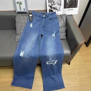 Jean en denim décontracté taille haute coupe droite ample pour femme, pantalon cargo vintage, pantalon d'été à séchage rapide longueur mollet, vente en gros - Product Image 5