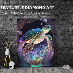 <span class=keywords><strong>Peinture</strong></span> Diamant 5D DIY 20x30cm - <span class=keywords><strong>Tortue</strong></span> Marine Fantastique Lumineuse, Décoration Murale en Strass, Cadeau - Product Image 2