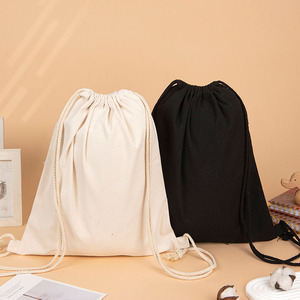 Promotional Blank Drawstring Cotton Bag Customized Printed Logo Cloth Dust Bags Canvas Drawstring <b>Backpack</b> for Gym Sports - Product Image 4