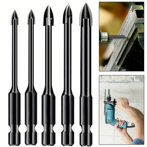 Guest Quality Black Hexagonal Phillips <b>Drill</b> <b>Bits</b> 6Pcs 4-12mm Spiral Shank Masonry Concrete Drilling Set - Product Image 3